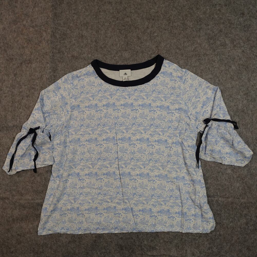 Disney Top Womens 2X Riveria Resort All Over‎ Print Half Sleeve Crew Neck